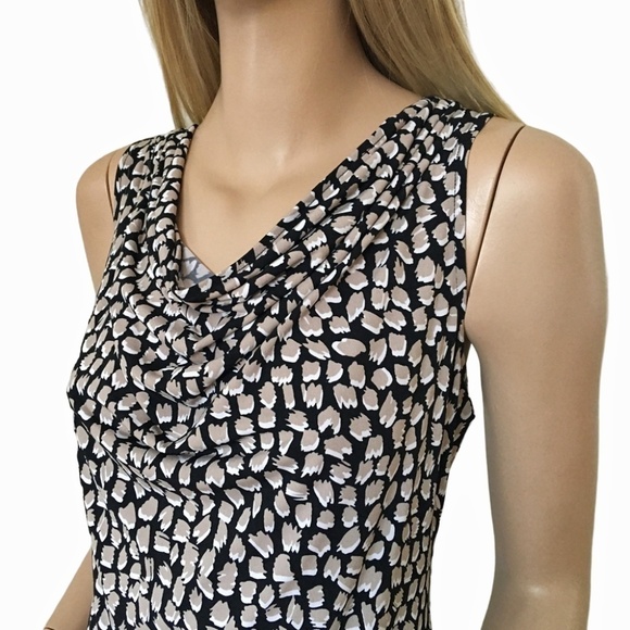 Calvin Klein Cowl Neck Top Blouse Tank Khaki Abstract print - Picture 7 of 13